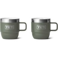 YETI Rambler 6 oz Stackable Mug, Stainless Steel, Vacuum Insulated Espresso/Coffee Mug, 2 Pack, Camp Green