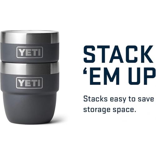 예티 YETI Rambler 4 oz Stackable Cup, Stainless Steel, Vacuum Insulated Espresso/Coffee Cup, 2 Pack, Charcoal