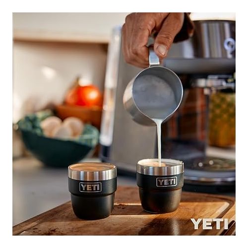 예티 YETI Rambler 4 oz Stackable Cup, Stainless Steel, Vacuum Insulated Espresso/Coffee Cup, 2 Pack, Charcoal