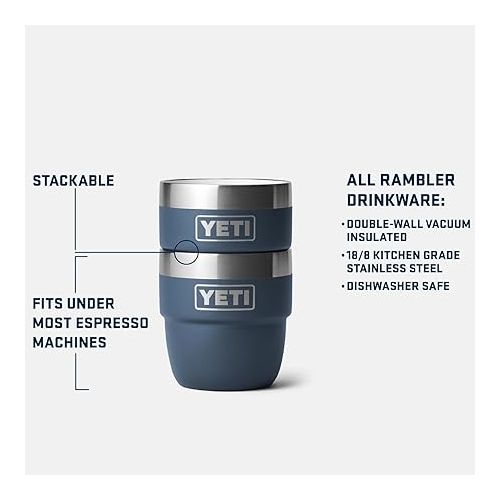 예티 YETI Rambler 4 oz Stackable Cup, Stainless Steel, Vacuum Insulated Espresso/Coffee Cup, 2 Pack, Charcoal