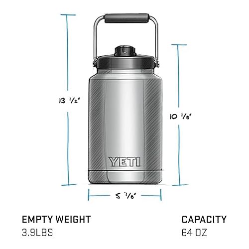 예티 YETI Rambler Half Gallon Jug, Vacuum Insulated, Stainless Steel with MagCap, Rescue Red