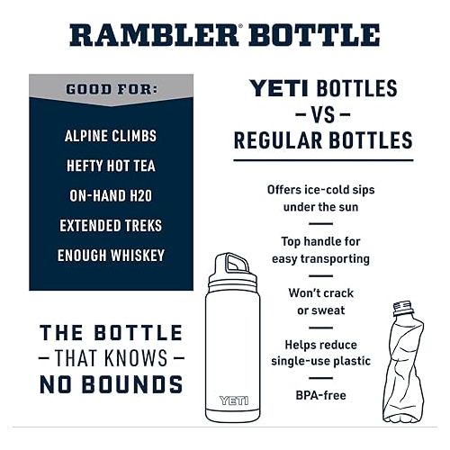 예티 YETI Rambler 18 oz Bottle, Vacuum Insulated, Stainless Steel with Chug Cap, Power Pink