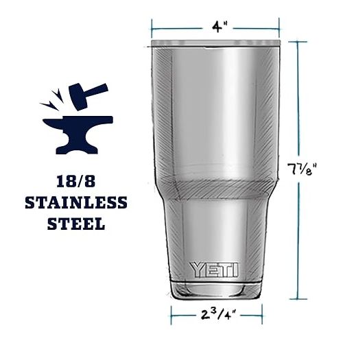 예티 YETI Rambler 30 oz Tumbler, Stainless Steel, Vacuum Insulated with MagSlider Lid, Rescue Red