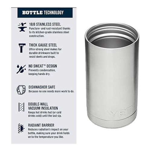 예티 YETI Rambler 12 oz Bottle, Stainless Steel, Vacuum Insulated, with Hot Shot Cap