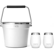 YETI Beverage Bucket with (2) YETI 10 oz Wine Tumblers Bundle, White