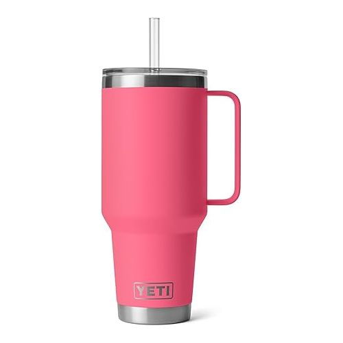 예티 YETI Rambler 42 oz Straw Mug, Vacuum Insulated, Stainless Steel, Tropical Pink