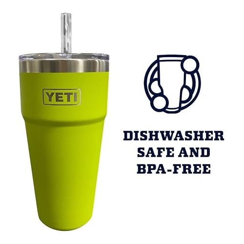 예티 YETI Rambler 26 oz Straw Cup, Vacuum Insulated, Stainless Steel with Straw Lid, Chartreuse YPA-30-140