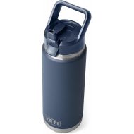 YETI Rambler 26 oz Bottle, Vacuum Insulated, Stainless Steel with Color Matching Straw Cap, Navy