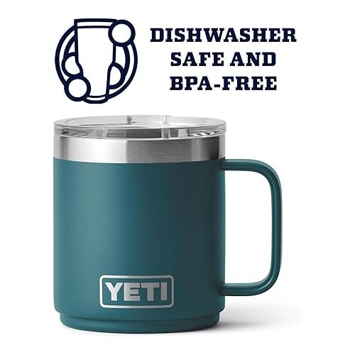 예티 YETI Rambler 10 oz Stackable Mug, Vacuum Insulated, Stainless Steel with MagSlider Lid, Agave Teal