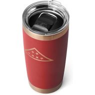 YETI Rambler 20 oz Tumbler, Stainless Steel, Vacuum Insulated with MagSlider Lid, Folds of Honor - Brick Red