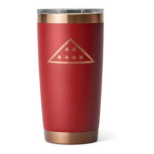 예티 YETI Rambler 20 oz Tumbler, Stainless Steel, Vacuum Insulated with MagSlider Lid, Folds of Honor - Brick Red