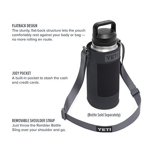 예티 YETI Rambler 18 oz Bottle with YETI Small Bottle Sling Bundle, Charcoal