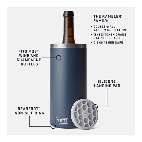 예티 YETI Rambler Wine Chiller, Fits Most Wine Bottles, Navy