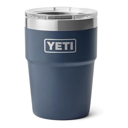 예티 YETI Rambler 16 oz Stackable Tumbler, Vacuum Insulated, Stainless Steel with MagSlider Lid, Navy