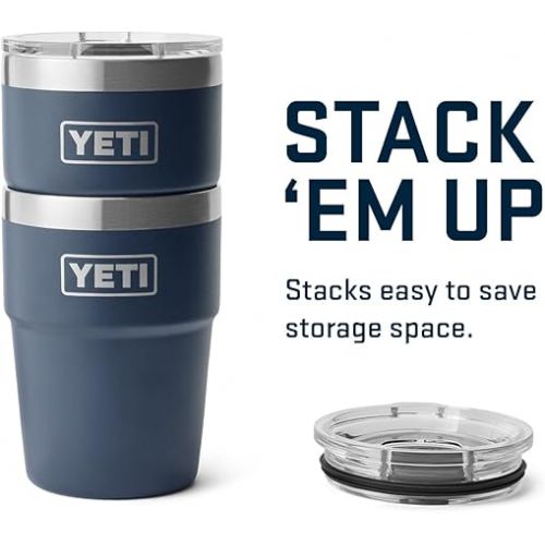 예티 YETI Rambler 16 oz Stackable Tumbler, Vacuum Insulated, Stainless Steel with MagSlider Lid, Navy