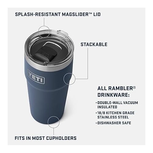 예티 YETI Rambler 30 oz Stackable Tumbler, Stainless Steel, Vacuum Insulated with MagSlider Lid, Big Wave Blue