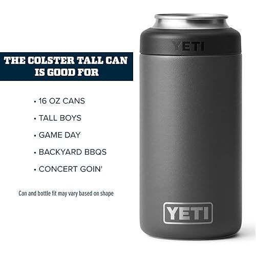 예티 YETI Rambler 16 oz. Colster Tall Can Insulator for Tallboys & 16 oz. Cans, Charcoal (NO CAN Insert)