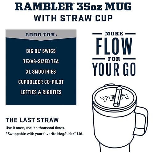 예티 YETI Rambler Straw Mug, Navy, 35oz (1035ml)