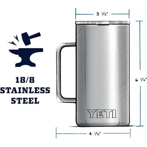 예티 YETI Rambler 24 oz Mug, Vacuum Insulated, Stainless Steel with MagSlider Lid, Big Wave Blue