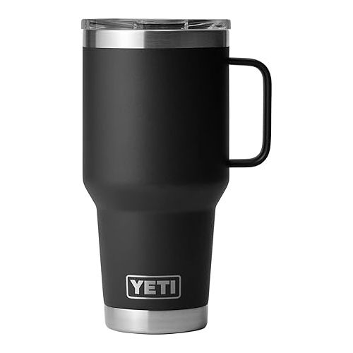 예티 YETI Rambler 30 oz Travel Mug, Stainless Steel, Vacuum Insulated with Stronghold Lid (Black)