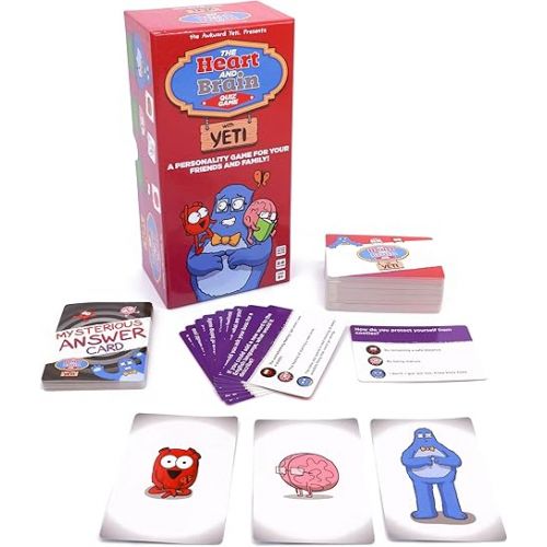 예티 The Awkward Yeti Heart and Brain Card Game, A Family Game for Kids & Adults, Funny Therapeutic Playing Cards for Game Nights with Family of Kids and Teens New Game for Kids Emotional Awareness & Fun