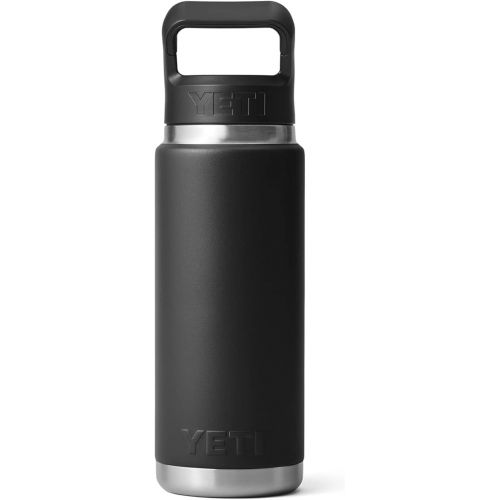 예티 YETI Rambler 26 oz Bottle, Vacuum Insulated, Stainless Steel with Straw Cap, Black