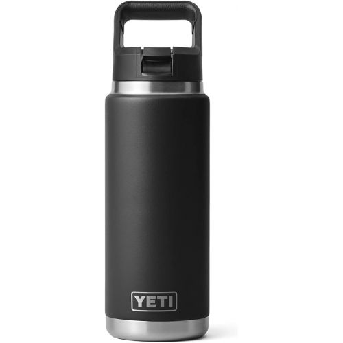 예티 YETI Rambler 26 oz Bottle, Vacuum Insulated, Stainless Steel with Straw Cap, Black