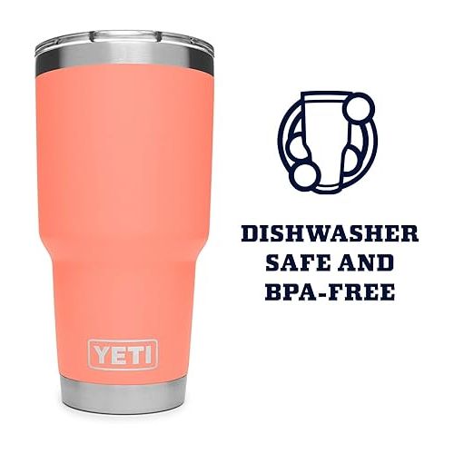 예티 YETI Rambler 30 oz Tumbler Retired Colors, Stainless Steel, Vacuum Insulated with MagSlider Lid, Coral