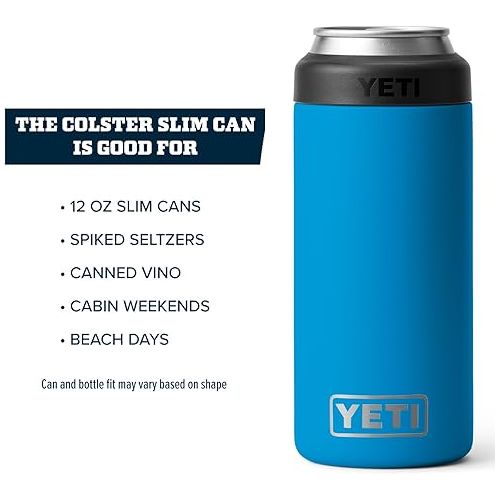 예티 YETI Rambler 12 oz. Colster Slim Can Insulator for the Slim Hard Seltzer Cans, Big Wave Blue