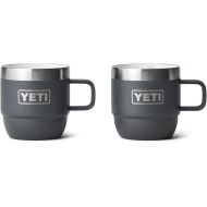 YETI Rambler 6 oz Stackable Mug, Stainless Steel, Vacuum Insulated Espresso/Coffee Mug, 2 Pack, Charcoal