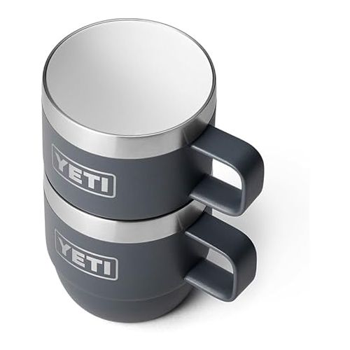 예티 YETI Rambler 6 oz Stackable Mug, Stainless Steel, Vacuum Insulated Espresso/Coffee Mug, 2 Pack, Charcoal