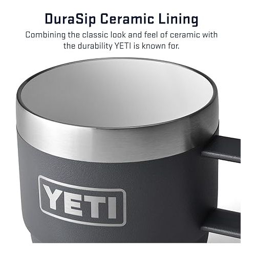 예티 YETI Rambler 6 oz Stackable Mug, Stainless Steel, Vacuum Insulated Espresso/Coffee Mug, 2 Pack, Charcoal