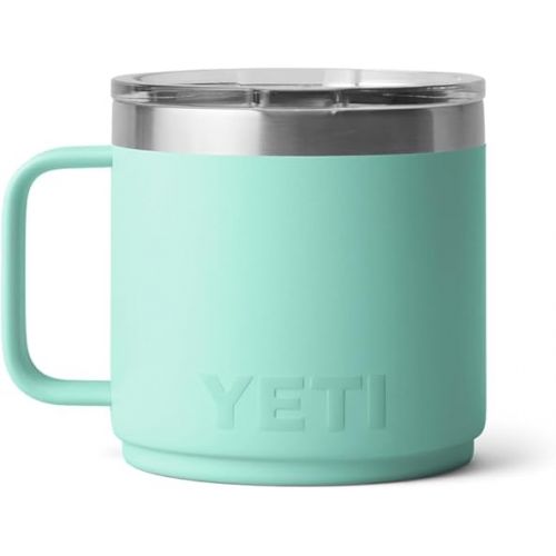 예티 YETI Rambler 14 oz Stackable Mug, Vacuum Insulated, Stainless Steel with MagSlider Lid, Seafoam