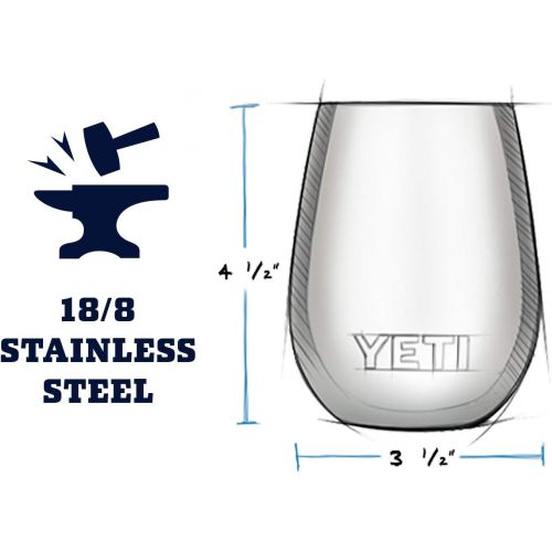 예티 YETI Rambler 10 oz Wine Tumbler, Vacuum Insulated, Stainless Steel, 2 Pack
