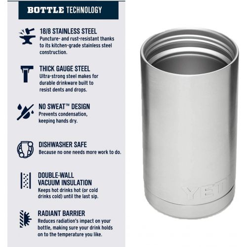 예티 YETI Rambler 12 oz Bottle, Stainless Steel, Vacuum Insulated, with Hot Shot Cap