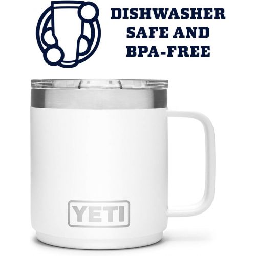 예티 YETI Rambler 10 oz Stackable Mug, Stainless Steel, Vacuum Insulated with Standard Lid, White