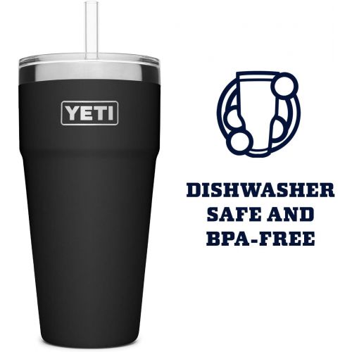 예티 YETI Rambler 26 oz Straw Cup, Vacuum Insulated, Stainless Steel with Straw Lid