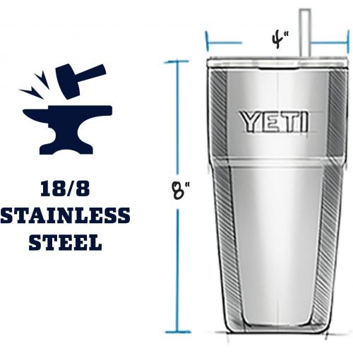 예티 YETI Rambler 26 oz Straw Cup, Vacuum Insulated, Stainless Steel with Straw Lid