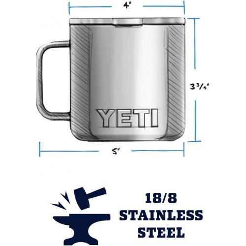 예티 YETI Rambler 14 oz Mug, Vacuum Insulated, Stainless Steel with MagSlider Lid, Stainless