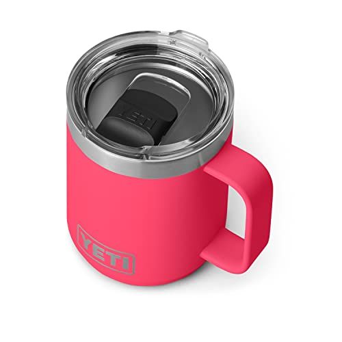 예티 YETI Rambler 10 oz Stackable Mug, Vacuum Insulated, Stainless Steel with MagSlider Lid, Bimini Pink
