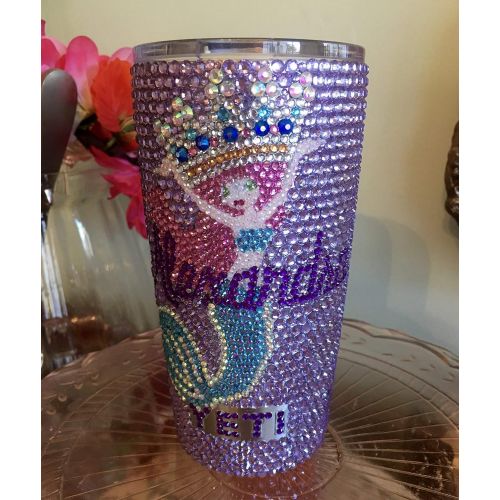 예티 YETI Rhinestone Yeti Rambler 20 oz with Mermaid, Name and Crown