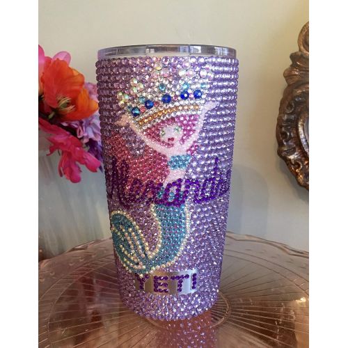 예티 YETI Rhinestone Yeti Rambler 20 oz with Mermaid, Name and Crown