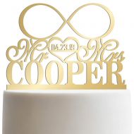 Sugar Yeti Personalized Infinity Symbol Mr & Mrs Wedding Cake Topper Customized Last Name To Be Cake topper | Mirrored Cake Toppers