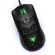 YEYIAN Link Ergonomic 16.8M RGB Optical Laser Gaming Mouse with Honeycomb Shell Grip, 7 Program Button, 1ms Response Time, 6 DPI Mode 500-7200, 5M Clicks, 5.5ft Braided Cable Wired