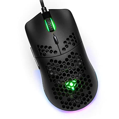  YEYIAN Link Ergonomic 16.8M RGB Optical Laser Gaming Mouse with Honeycomb Shell Grip, 7 Program Button, 1ms Response Time, 6 DPI Mode 500-7200, 5M Clicks, 5.5ft Braided Cable Wired