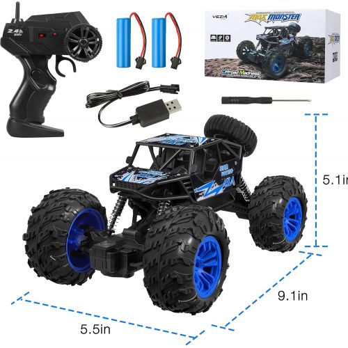  YEZI RC Car 1:18 Large Scale, 2.4Ghz All Terrain Waterproof Remote Control Truck with 2 Batteries,4x4 Electric Rapidly Off Road Car for, Remote Control Car for Kids Boys and Adults
