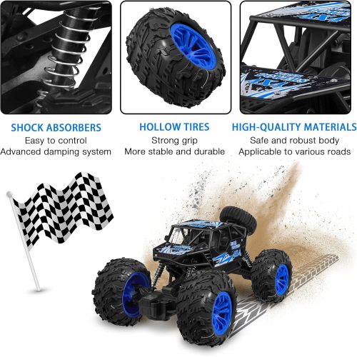  YEZI RC Car 1:18 Large Scale, 2.4Ghz All Terrain Waterproof Remote Control Truck with 2 Batteries,4x4 Electric Rapidly Off Road Car for, Remote Control Car for Kids Boys and Adults