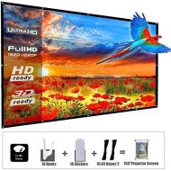 [아마존베스트]YF2009 Updated 150 Inch Portable Projector Screen, 16:9 HD Foldable Anti Crease Indoor Outdoor Movie Projection Screen for Camping/Home Theater/Office/Party - with Hooks and Ropes,