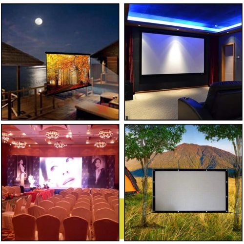  [아마존베스트]YF2009 Updated 150 Inch Portable Projector Screen, 16:9 HD Foldable Anti Crease Indoor Outdoor Movie Projection Screen for Camping/Home Theater/Office/Party - with Hooks and Ropes,