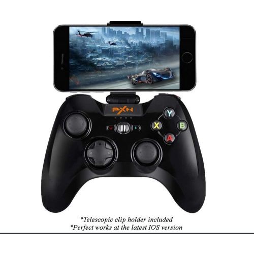  MFi Certified Wireless Game Controller, PXN 6603 Bluetooth Gamepad, YF2009 Gaming Controller Joypad with Adjustable Clamp Holder Compatible with IOS iPhoneiPadiPodApple TV (Blac